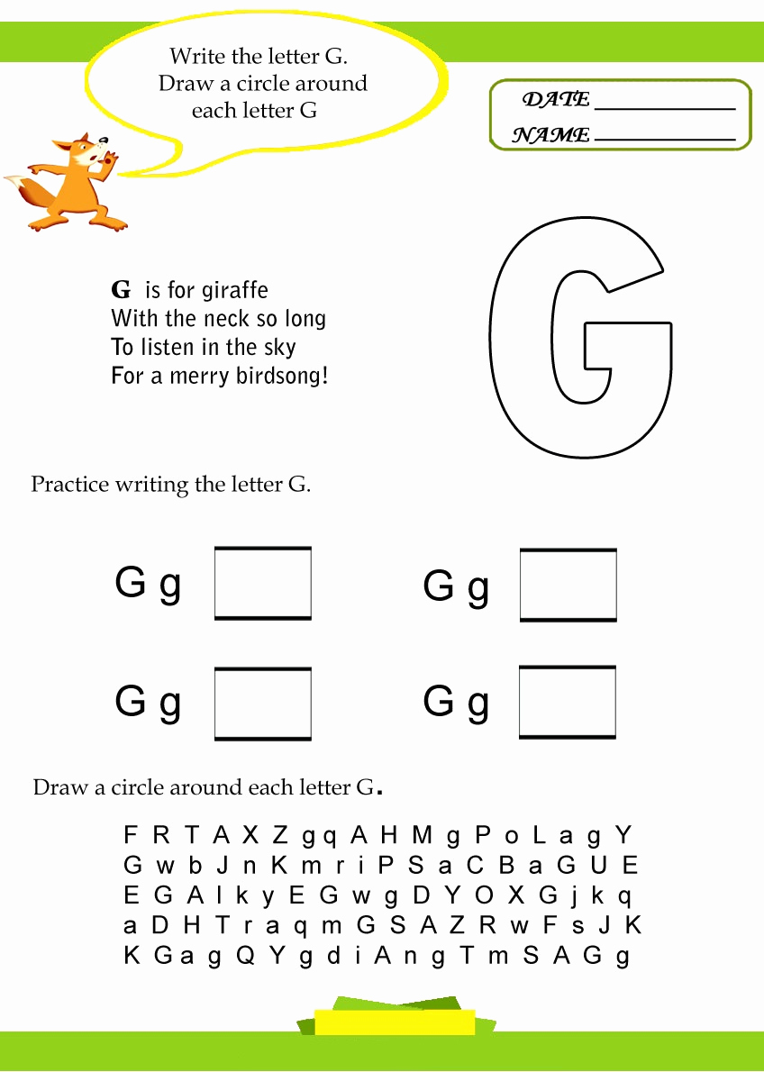 G Worksheets for Preschool Best Of Alphabet Letter G Worksheet Preschool Crafts