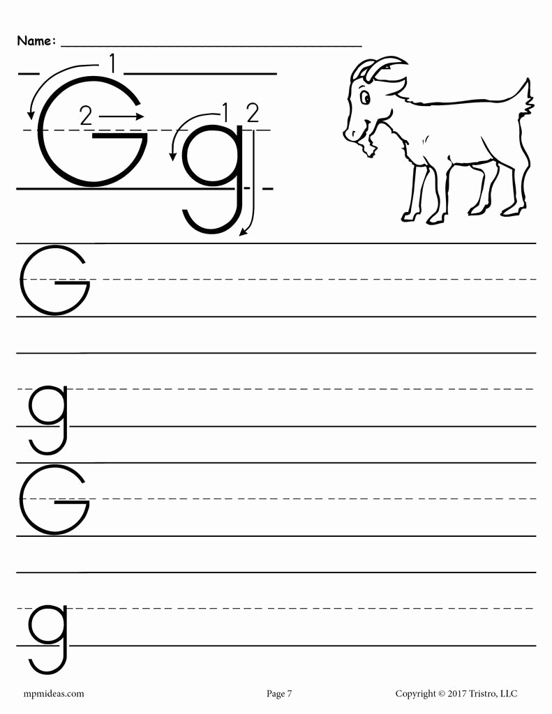 G Worksheets for Preschool Best Of Free Printable Letter G Handwriting Worksheet – Supplyme