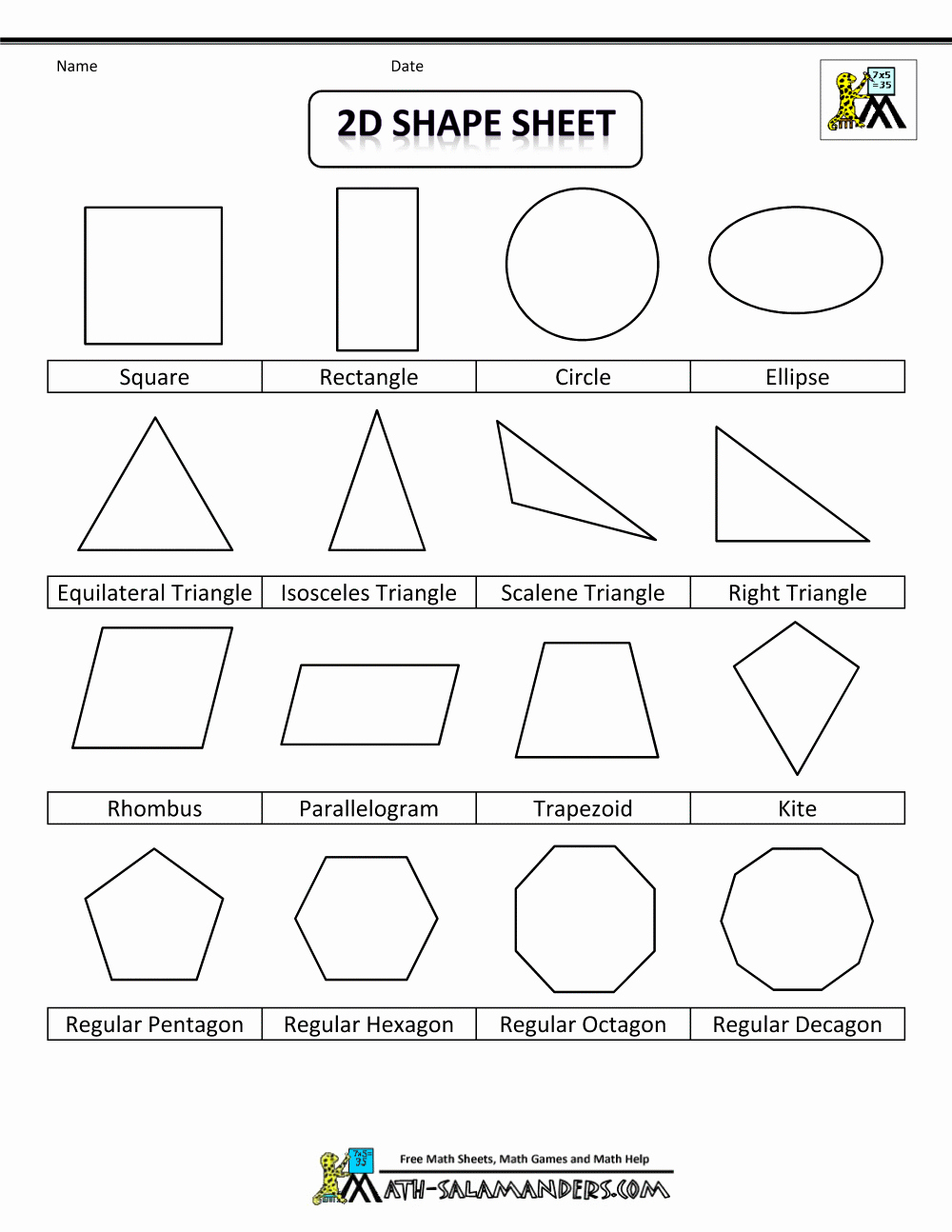 Geometric Shape Pattern Worksheets Best Of Printable Shapes 2d and 3d