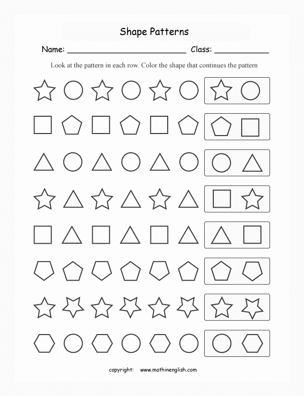 Geometric Shape Pattern Worksheets Fresh Geometric Shapes Patterns Worksheets
