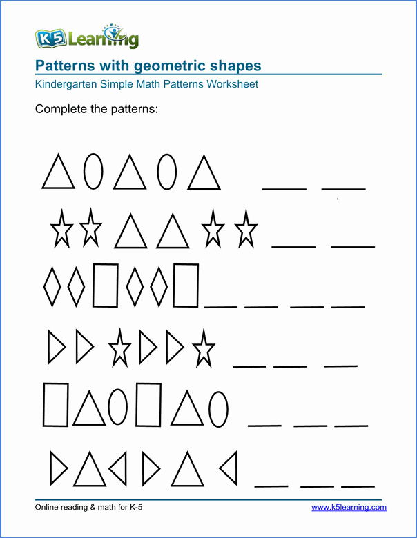 Geometric Shape Patterns Worksheet Inspirational Geometric Shape Pattern Worksheets