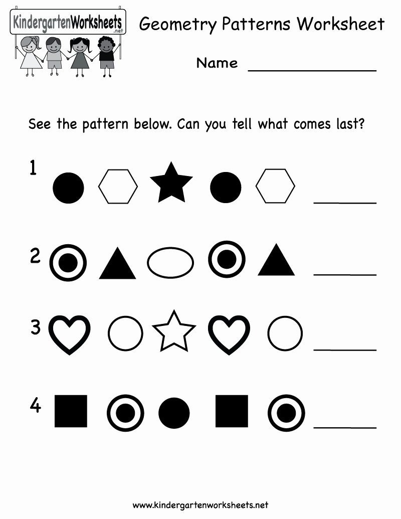 Geometric Shapes Patterns Worksheets Awesome Kindergarten Geometry Patterns Worksheet Printable