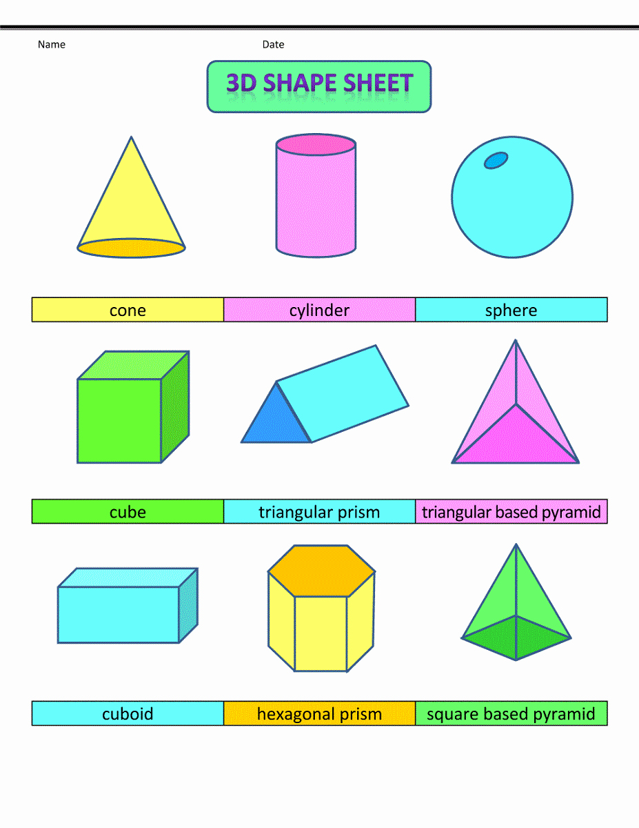 Geometric Shapes Patterns Worksheets Fresh Shape Nets for Easy 3d Pattern Shapes