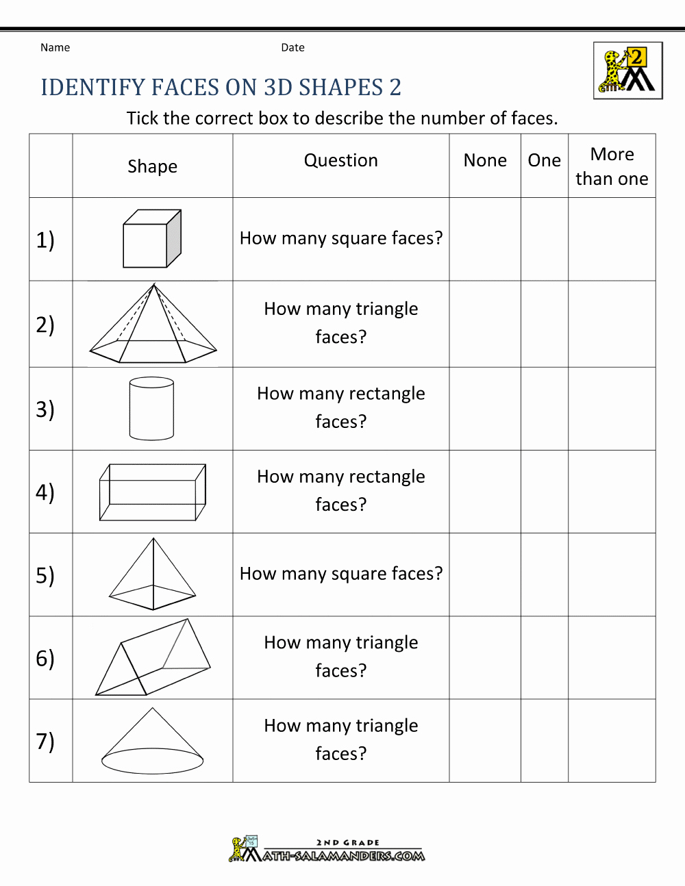 Geometry Worksheet 2nd Grade Best Of 3d Shapes Worksheets 2nd Grade