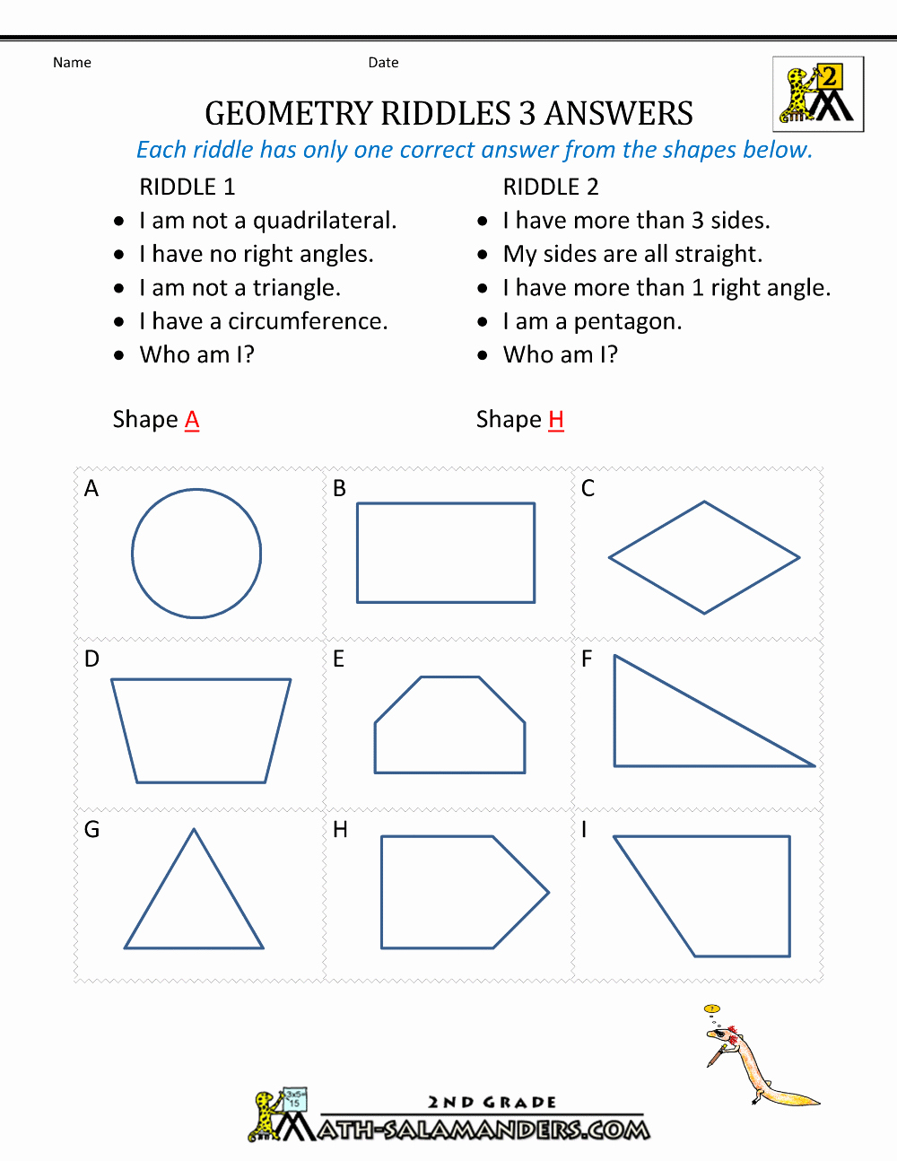 Geometry Worksheet 2nd Grade Elegant Free Geometry Worksheets 2nd Grade Geometry Riddles
