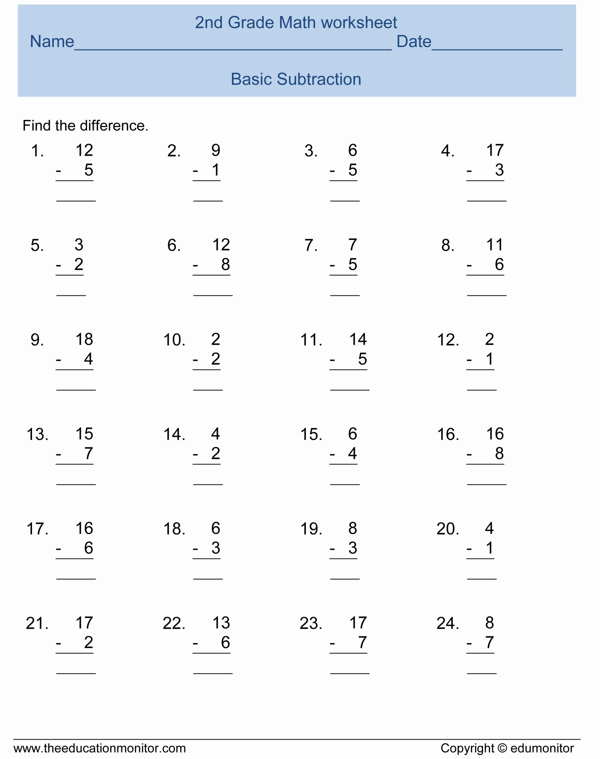 Geometry Worksheet 2nd Grade Fresh 2nd Grade Subtraction Worksheets and Printables Edumonitor