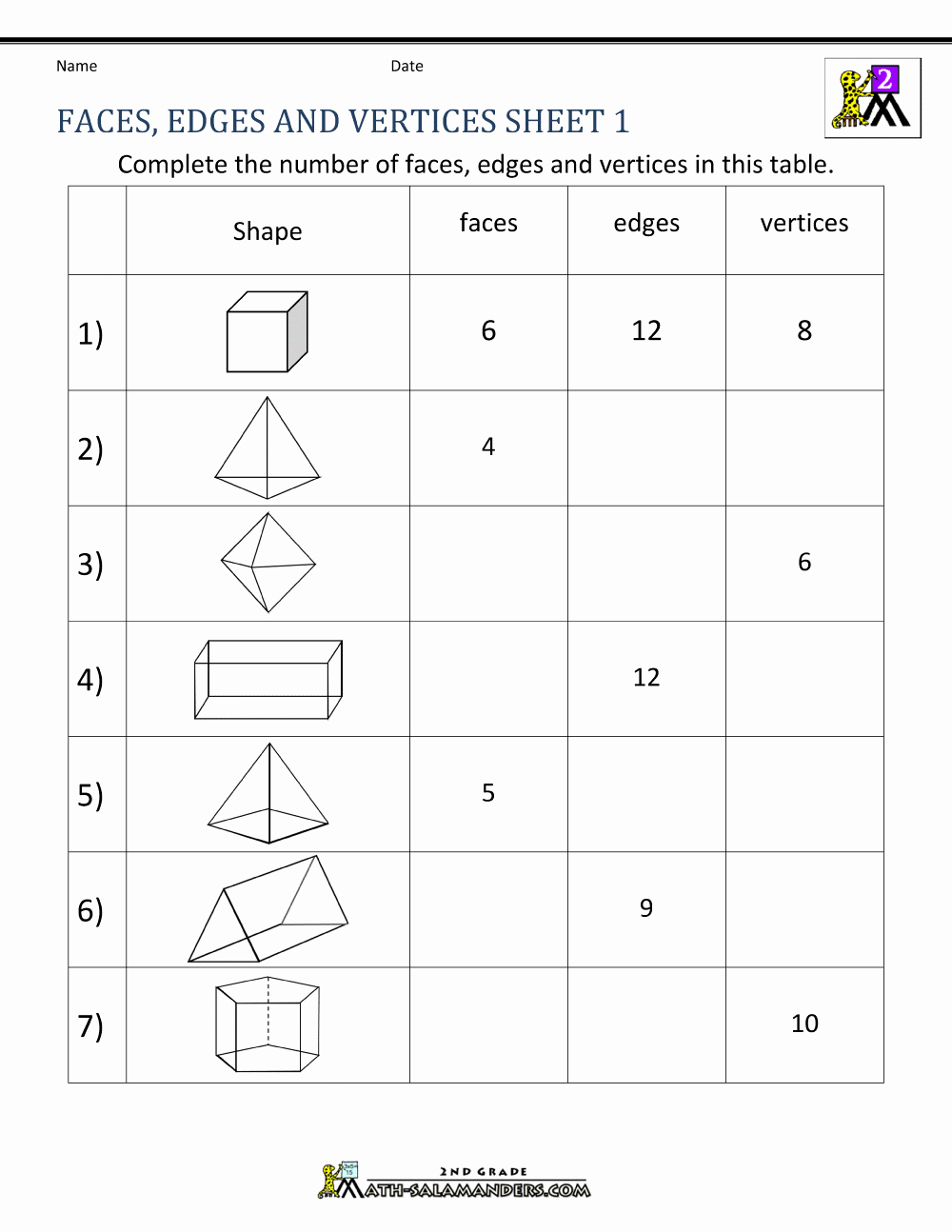 Geometry Worksheet 2nd Grade New 3d Shapes Worksheets 2nd Grade