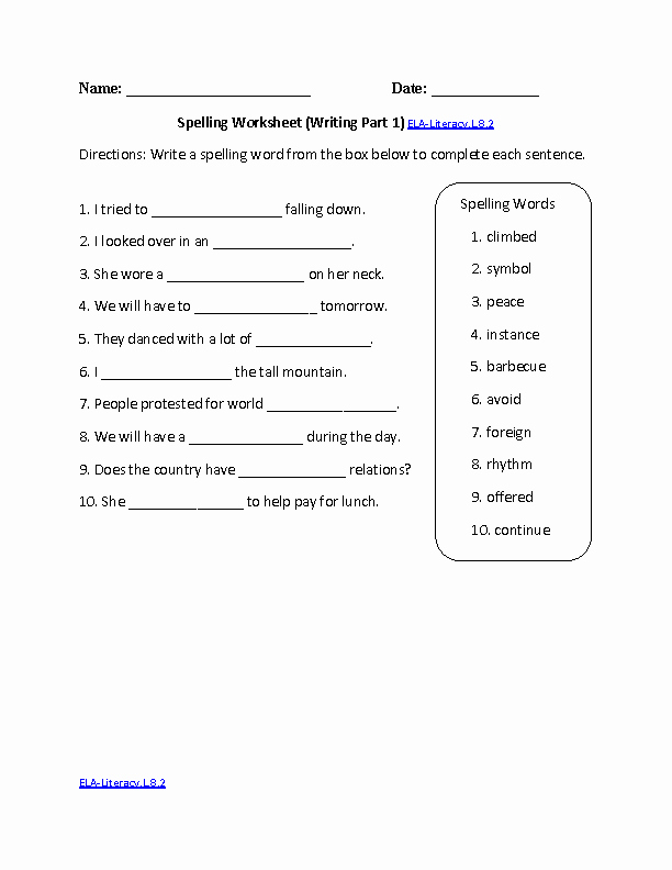 Grammar Worksheets for 8th Graders Lovely 8th Grade Mon Core