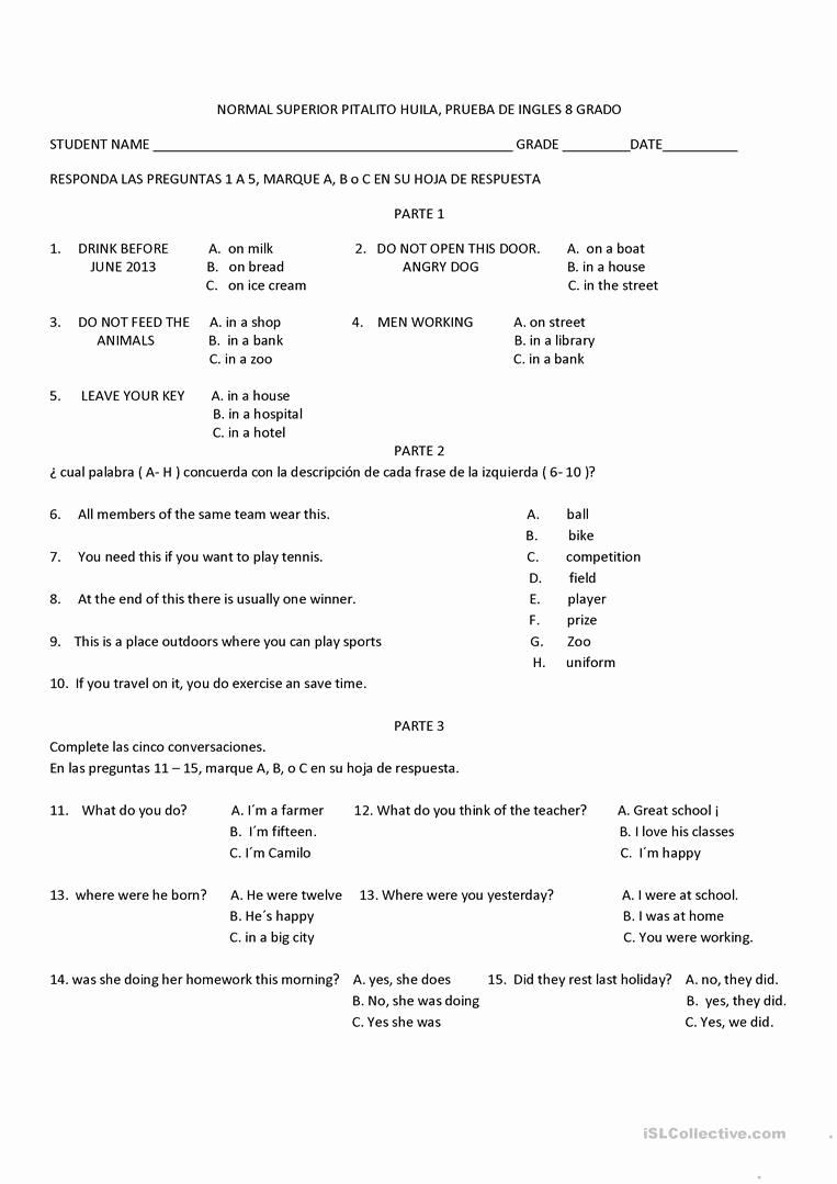 Grammar Worksheets for 8th Graders Luxury Exam 8th Grade English Esl Worksheets for Distance