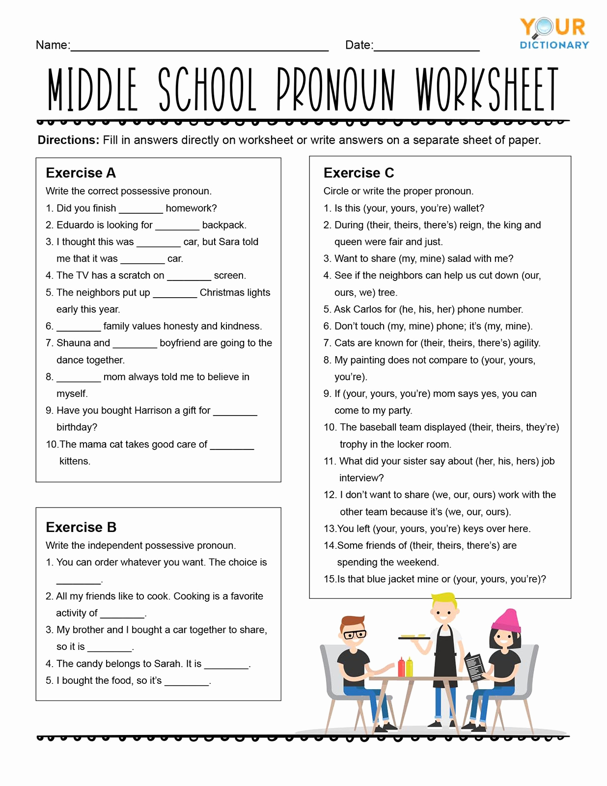 Grammar Worksheets Middle School Pdf Best Of Pronoun Worksheets for Practice and Review
