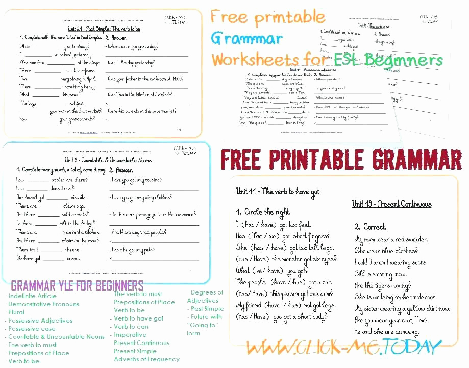 Grammar Worksheets Middle School Pdf Fresh English Grammar Worksheets for Grade 2 with Answers