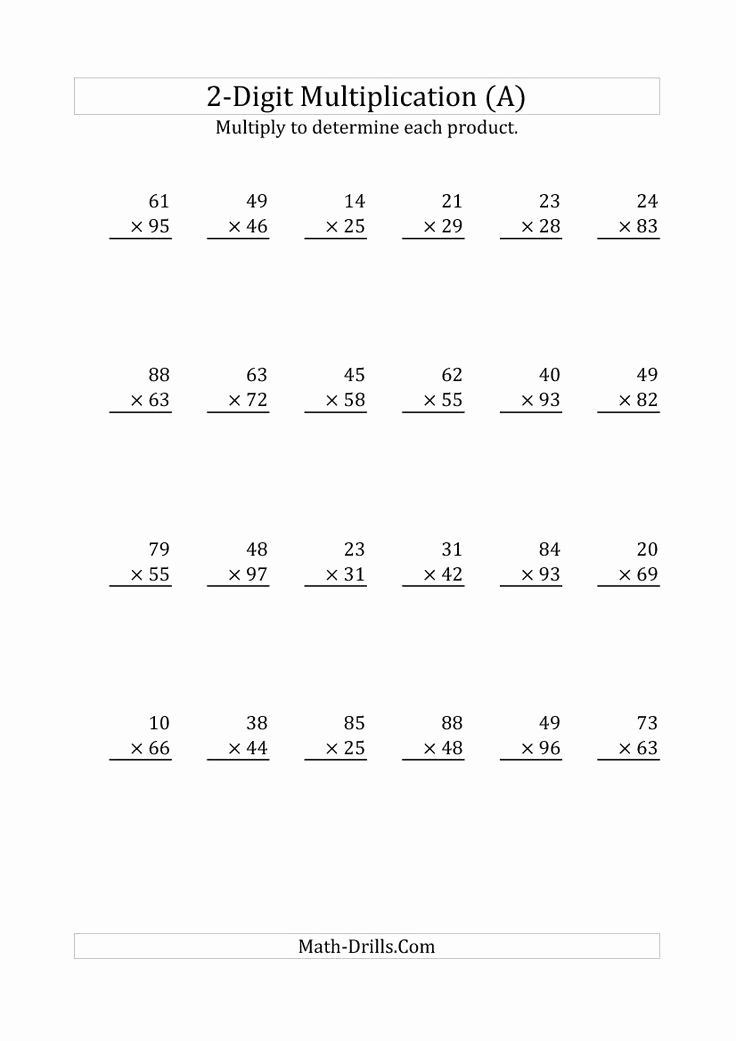 Hard Multiplication Worksheets Beautiful Hard Multiplication 2 Digit Problems Simple Template
