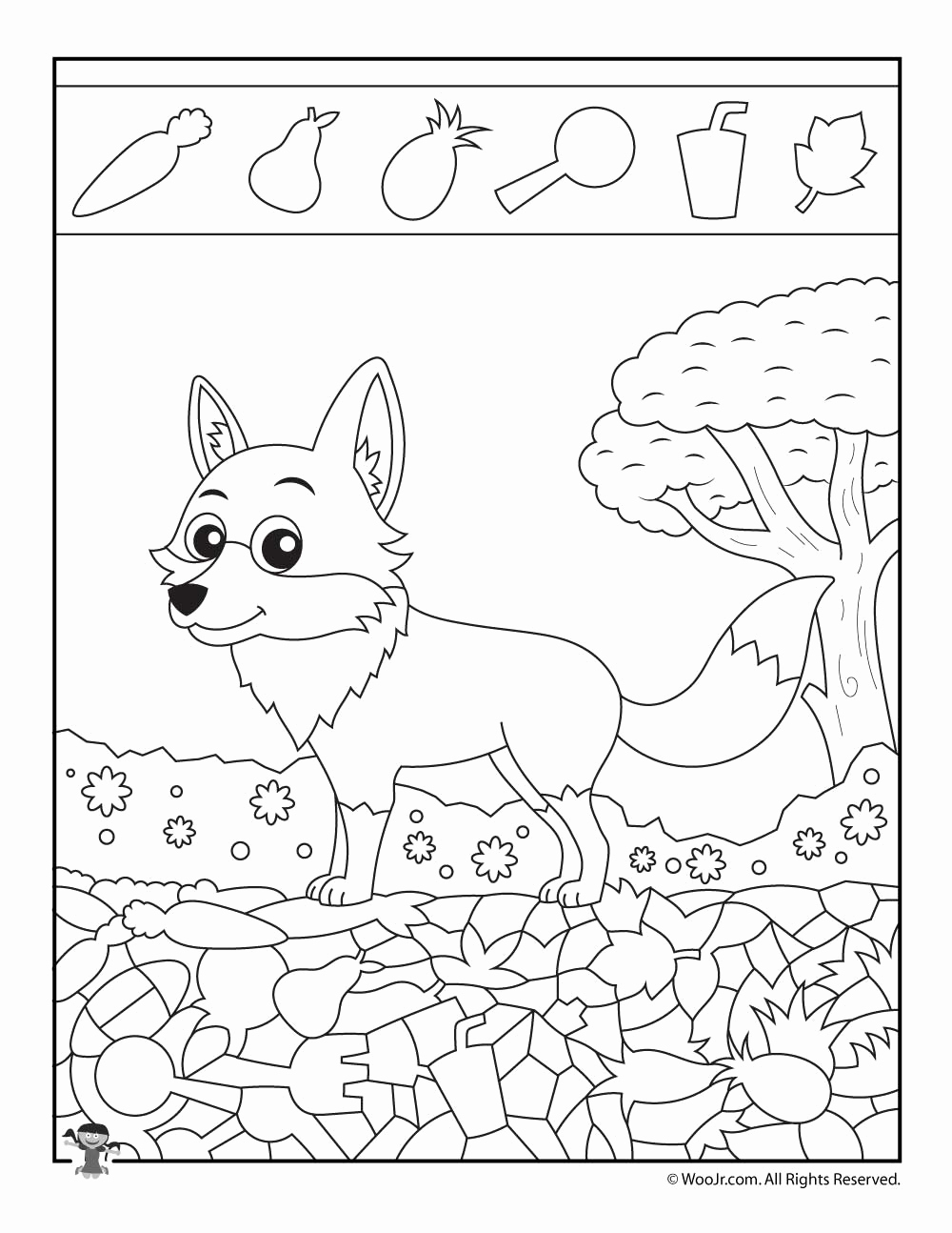 Hidden Animal Pictures Worksheets Luxury Fox Easy Hidden Picture Page