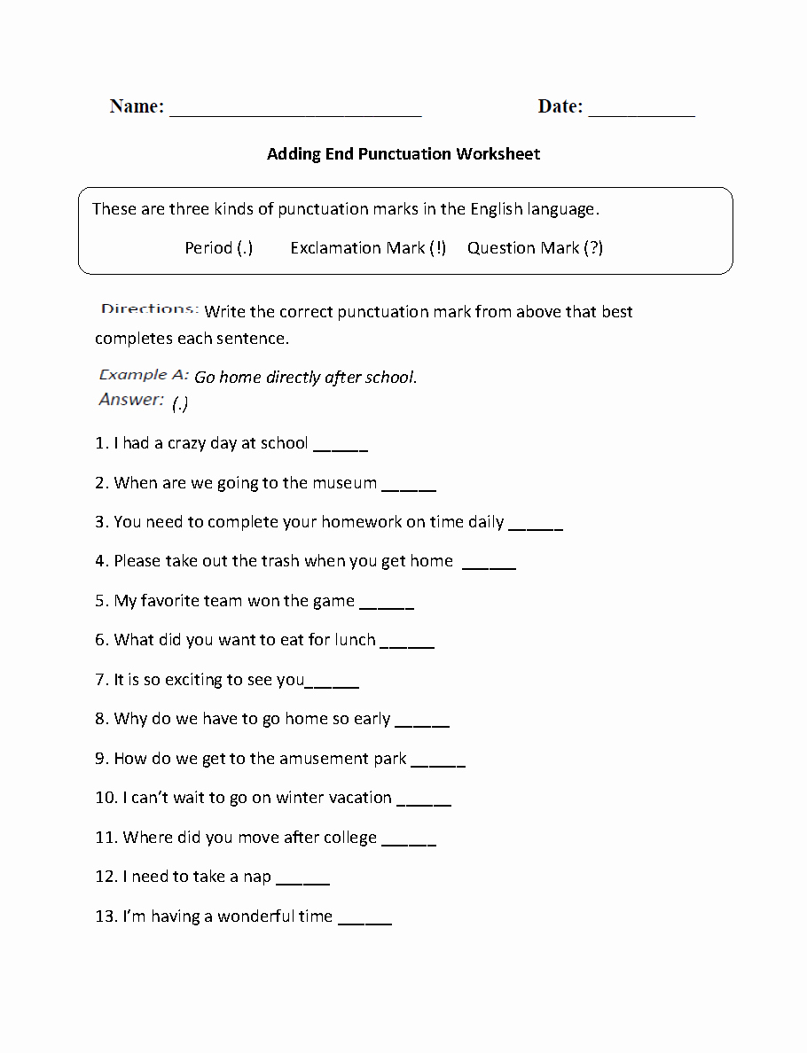 High School Punctuation Worksheets Unique Punctuation Practice Worksheets Middle School