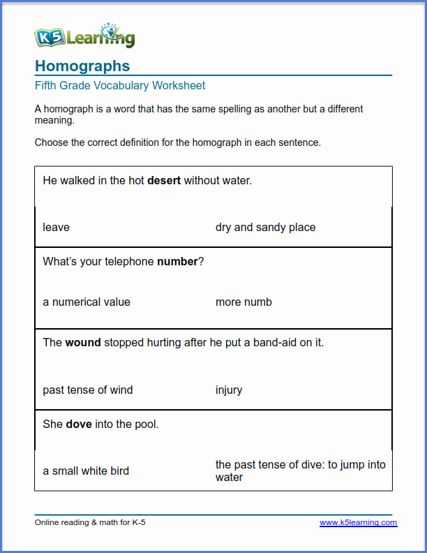 Homograph Worksheets 5th Grade Unique 20 Homograph Worksheet 5th Grade