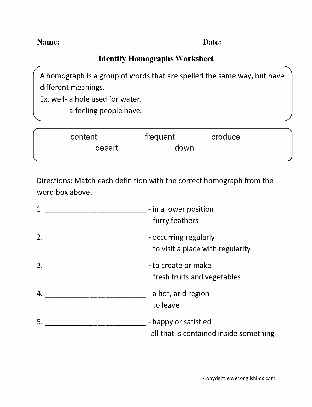 Homographs Practice Worksheets Beautiful Identify Homographs Worksheet