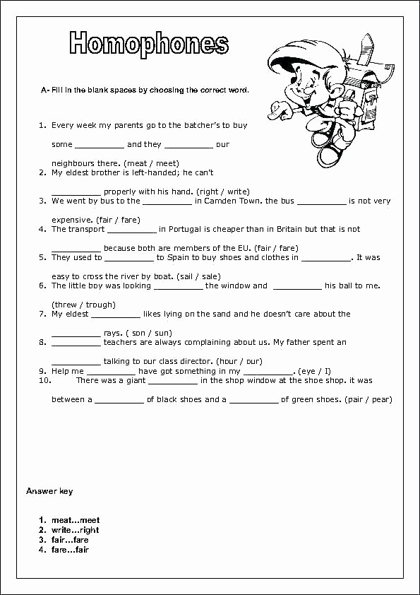 Homonym Worksheets Middle School New Exemple Homophone