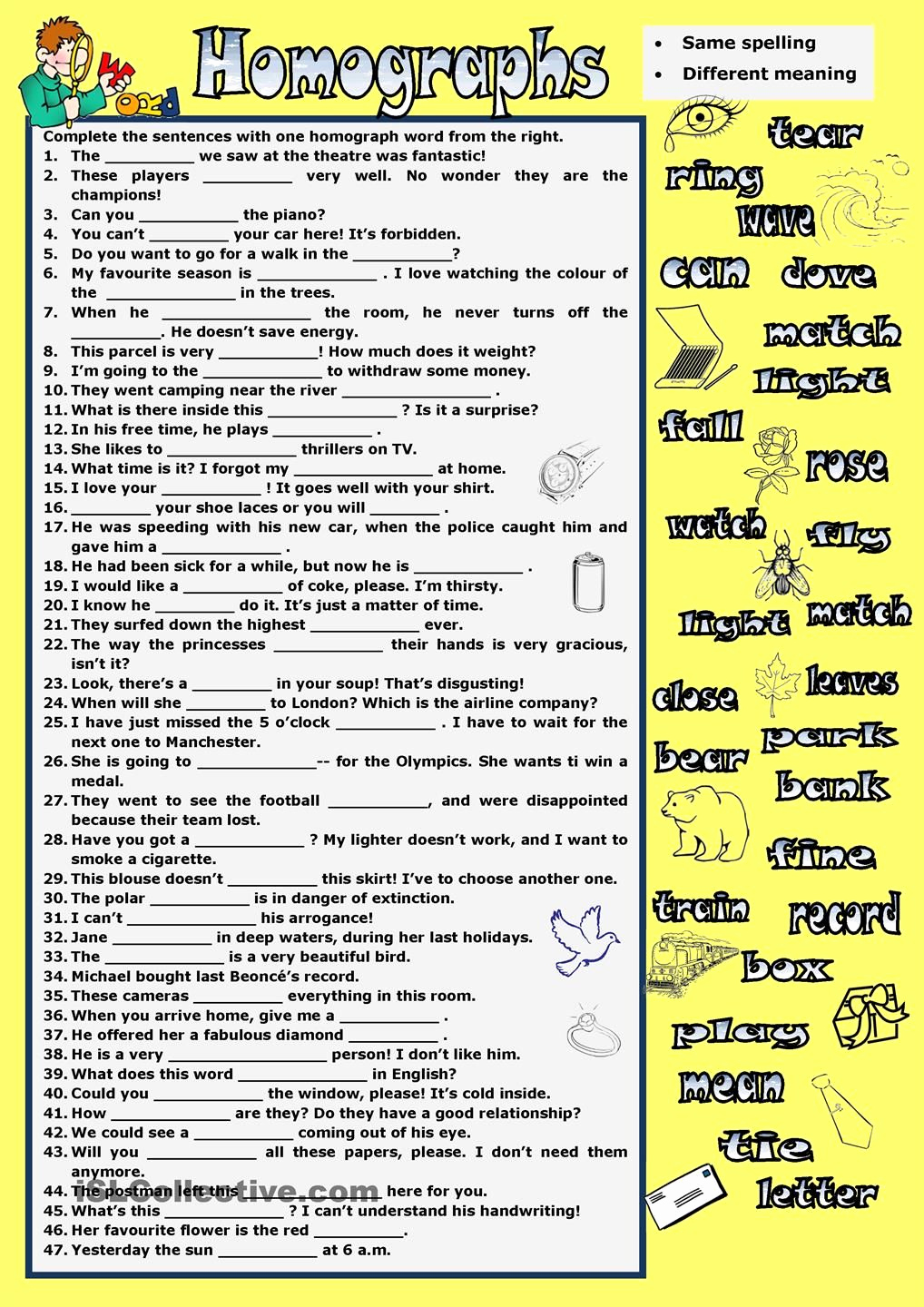 Homonyms Worksheets 5th Grade Awesome Homographs … Teaching