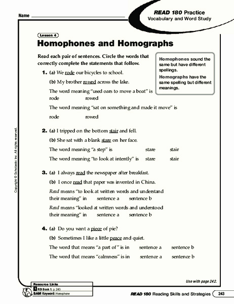 Homonyms Worksheets 5th Grade Unique Homographs Worksheets 5th Grade Advance Worksheet