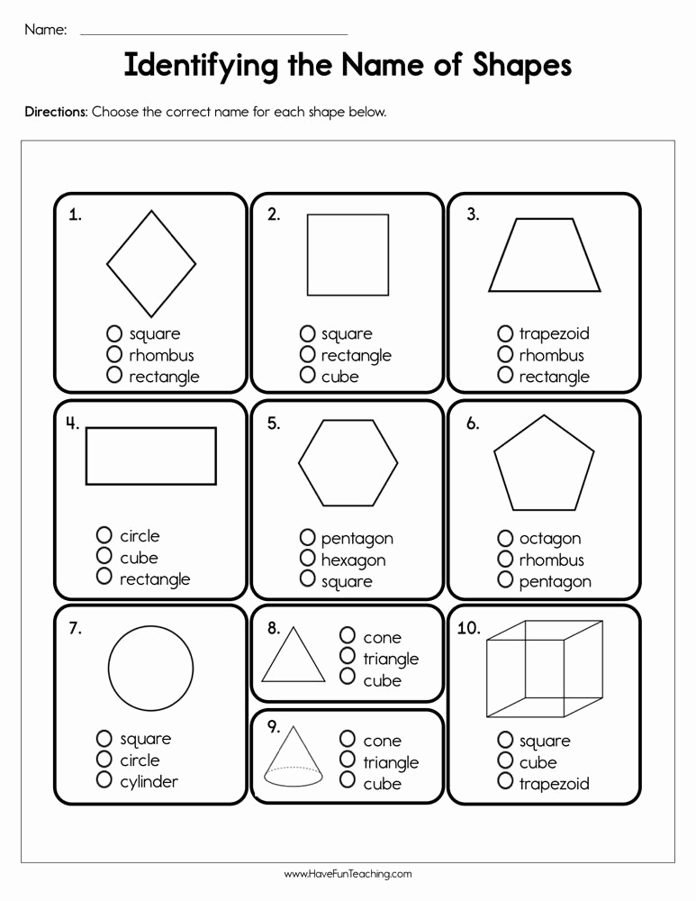 Identify Shapes Worksheet Kindergarten Best Of Identifying the Name Of Shapes Worksheet • Have Fun Teaching