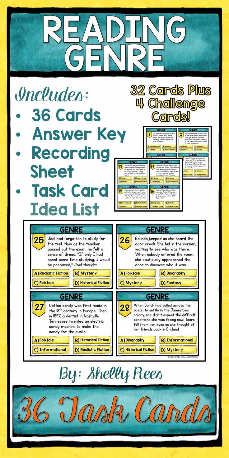 Identifying Genre Worksheets Beautiful Reading Genre Task Cards