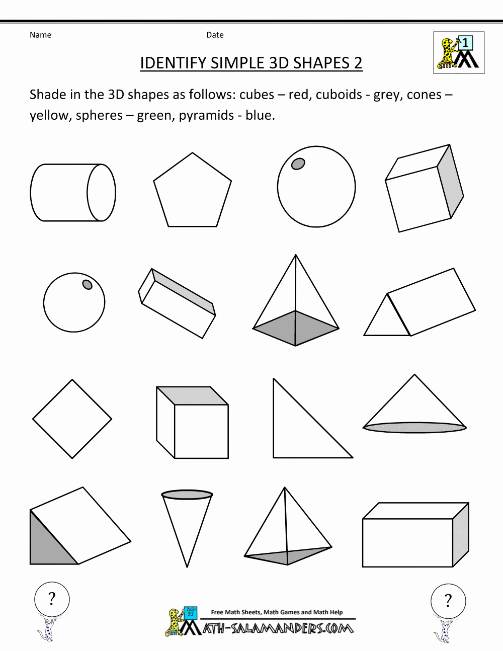 Identifying Shapes Worksheets Lovely First Grade Geometry