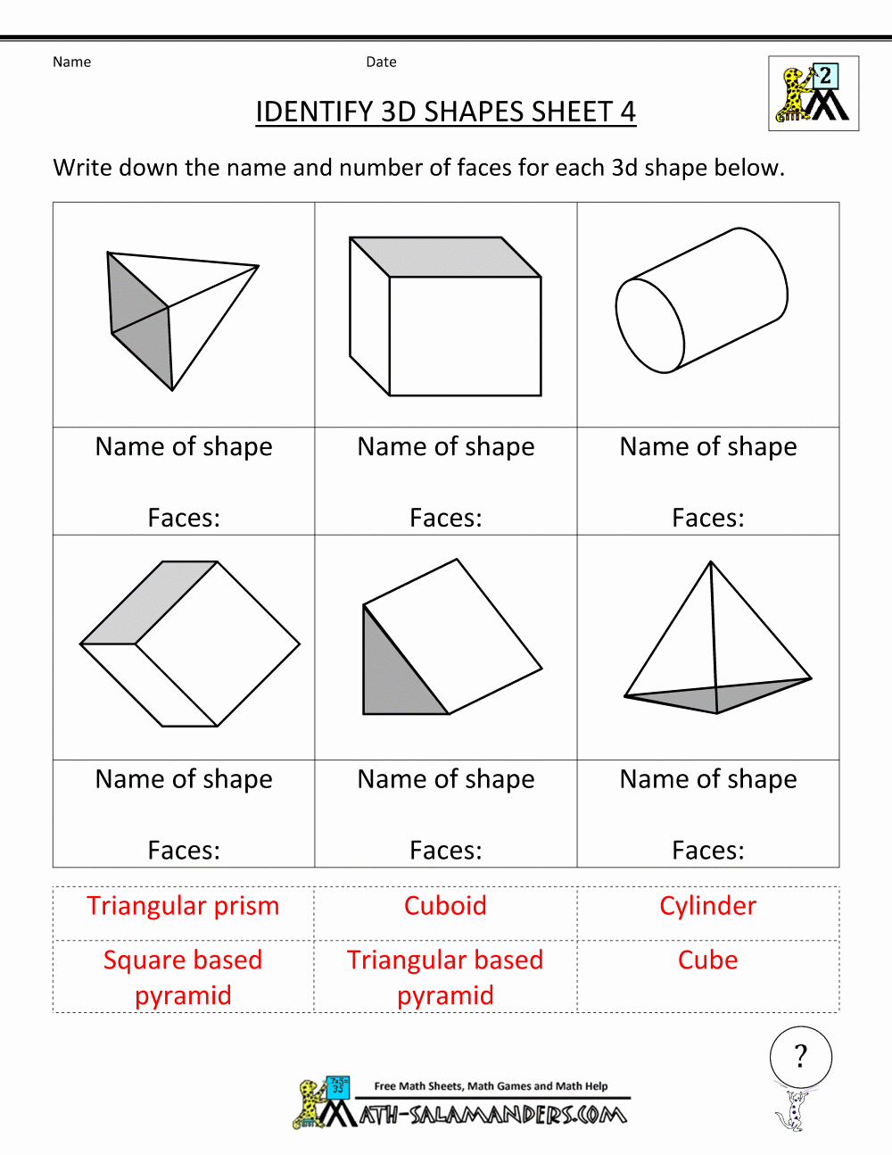 Identifying Shapes Worksheets New Second Grade Geometry