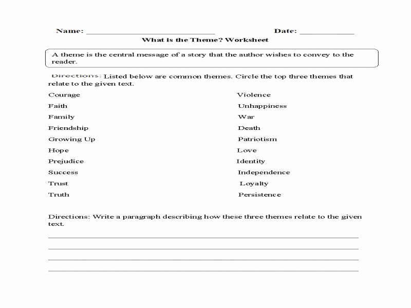 Identifying theme Worksheet Best Of Identifying theme Worksheets