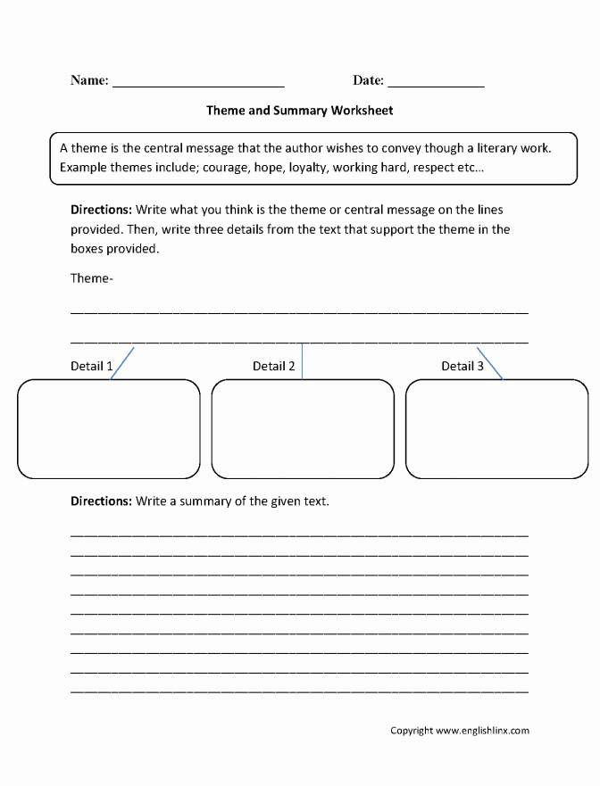 Identifying theme Worksheet Best Of theme Worksheets