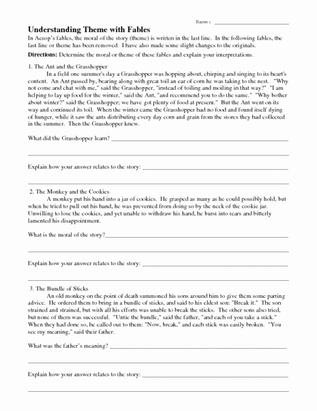 Identifying theme Worksheet Inspirational 3rd Grade Identifying theme Worksheets 3rd Grade