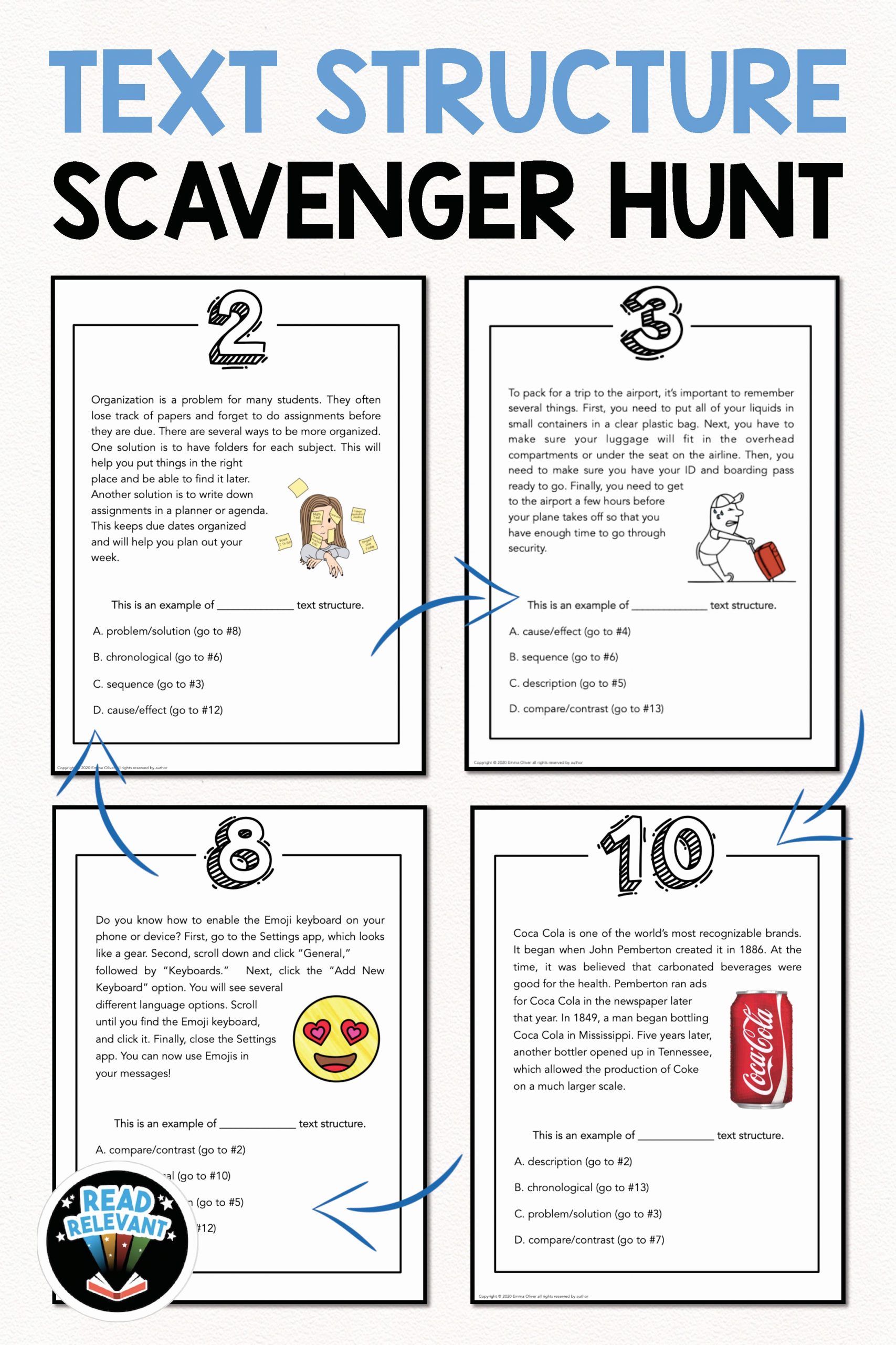 Informational Text Worksheets Middle School Luxury Text Structure Scavenger Hunt Activity