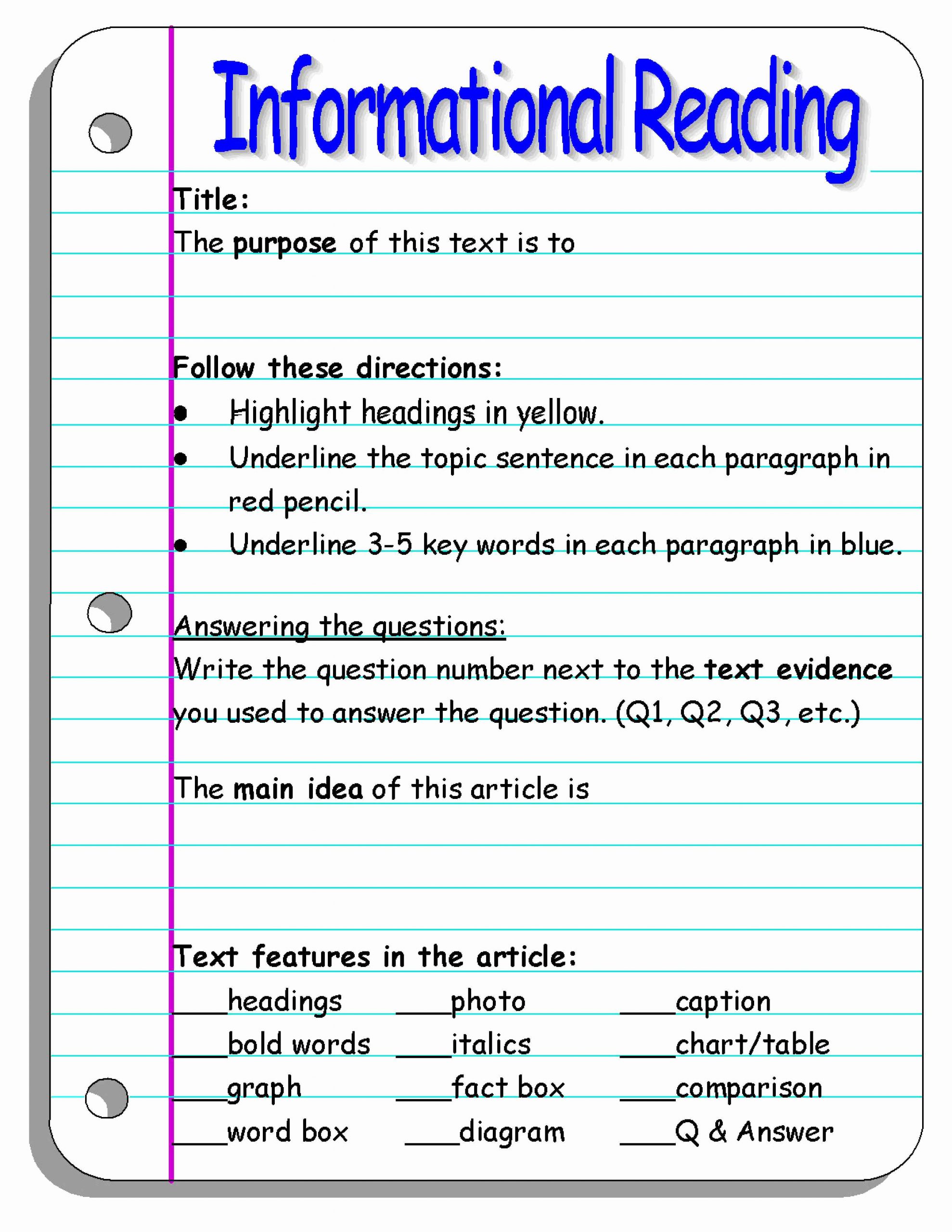 Informational Text Worksheets Middle School New 30 Text Features Worksheet Middle School Notutahituq