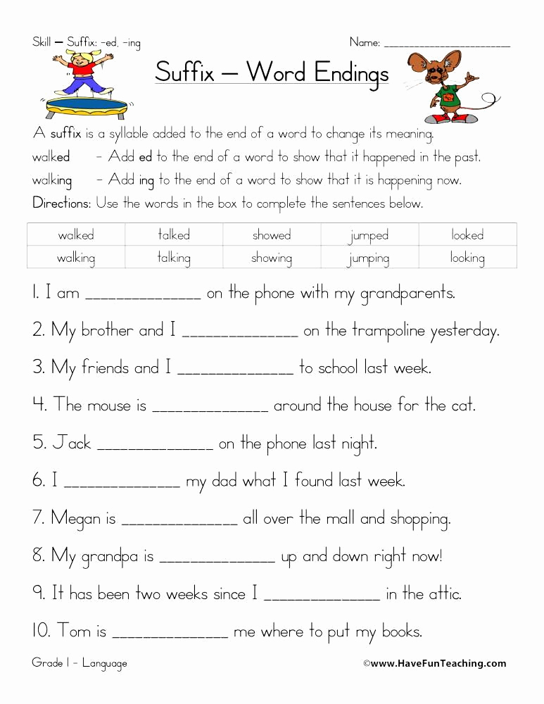 Ing Ending Worksheet