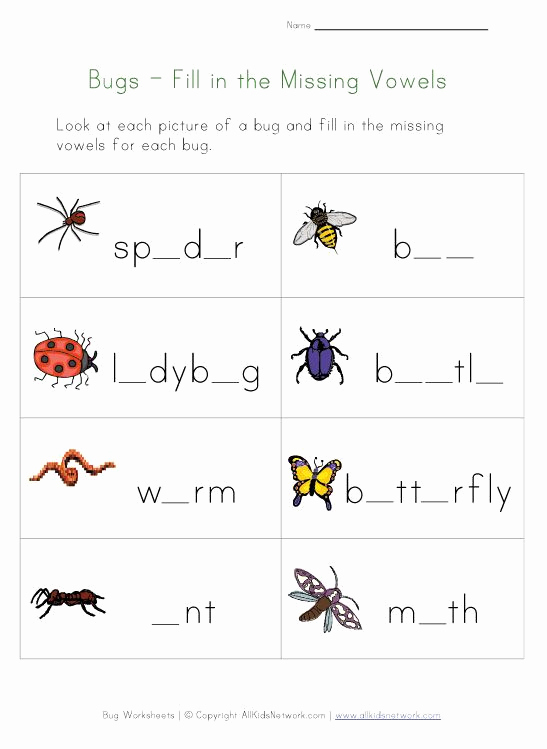 Insect Worksheets for First Grade Awesome Printable Bug Missing Letters Worksheet