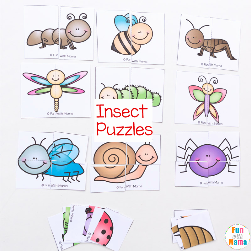 Insect Worksheets for Preschoolers Lovely Insect theme Printable Puzzles Fun with Mama
