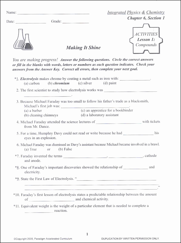 Integrated Physics and Chemistry Worksheets Unique Integrated Physics and Chemistry Chapter 6 Activities