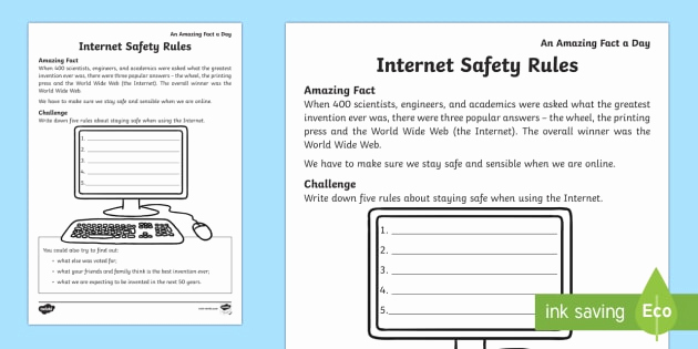 Internet Safety Worksheets Printable New Internet Safety Rules Worksheet Teaching Resources
