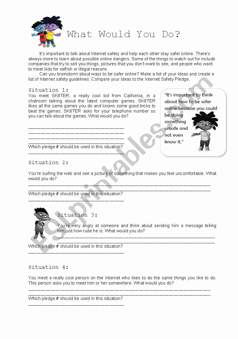 Internet Safety Worksheets Printable Unique Internet Safety 3 4 Esl Worksheet by Doroteia F