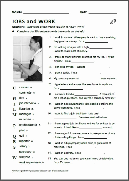 Job Skills Worksheets Elegant Jobs and Work for High School Special Education