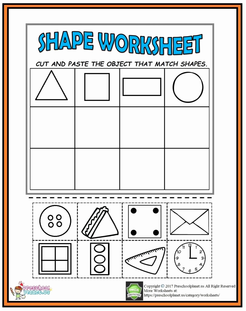 Kindergarten Cut and Paste Worksheets Lovely Cut and Paste Shape Worksheet – Preschoolplanet