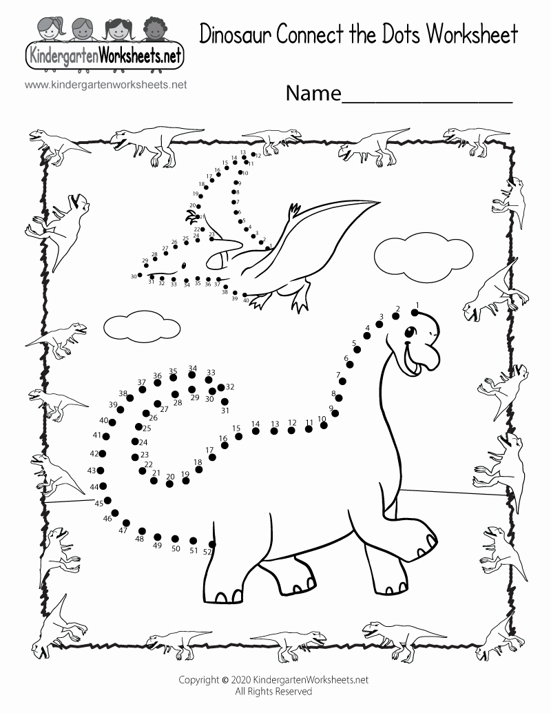 Kindergarten Dinosaur Worksheets Elegant Dinosaur Connect the Dots Free Kindergarten Learning