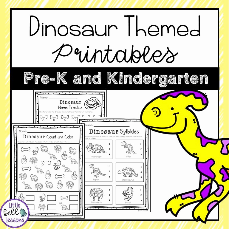 Kindergarten Dinosaur Worksheets Elegant Dinosaur themed Printables Worksheets for Prek