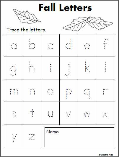 Kindergarten Lowercase Letters Worksheets Elegant Free Lowercase Letter Tracing Fall