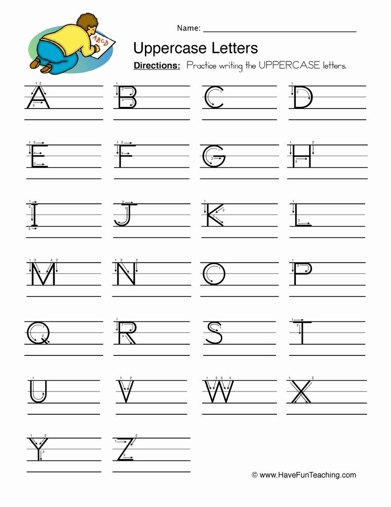 Kindergarten Lowercase Letters Worksheets Luxury Uppercase Letters Writing Worksheet • Have Fun Teaching