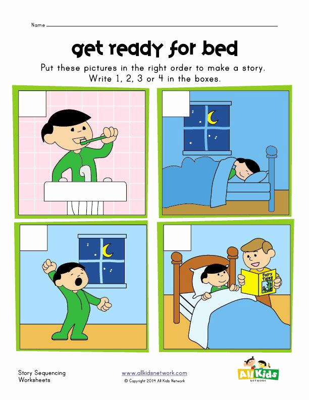 Kindergarten Sequence Worksheets New Sequencing Worksheet Bed Time