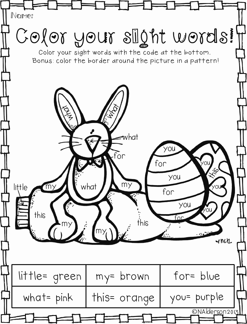 Kindergarten Sight Word Coloring Worksheets Fresh Color by Sight Words