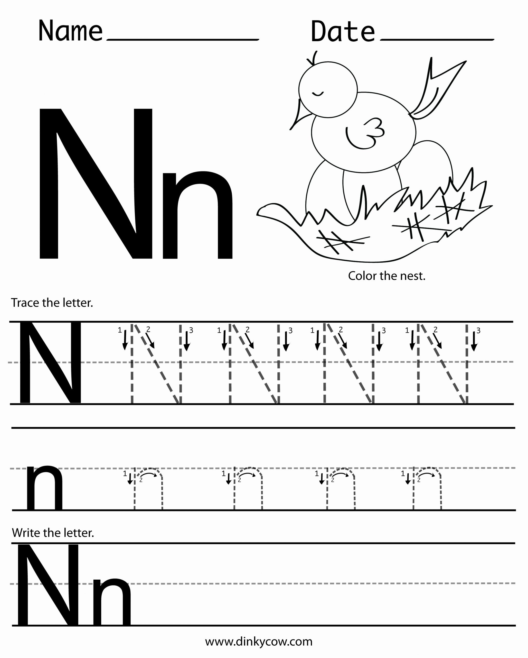 Letter N Worksheets for Kindergarten Beautiful N Free Handwriting Worksheet Print 2 400×2 988 Pixels