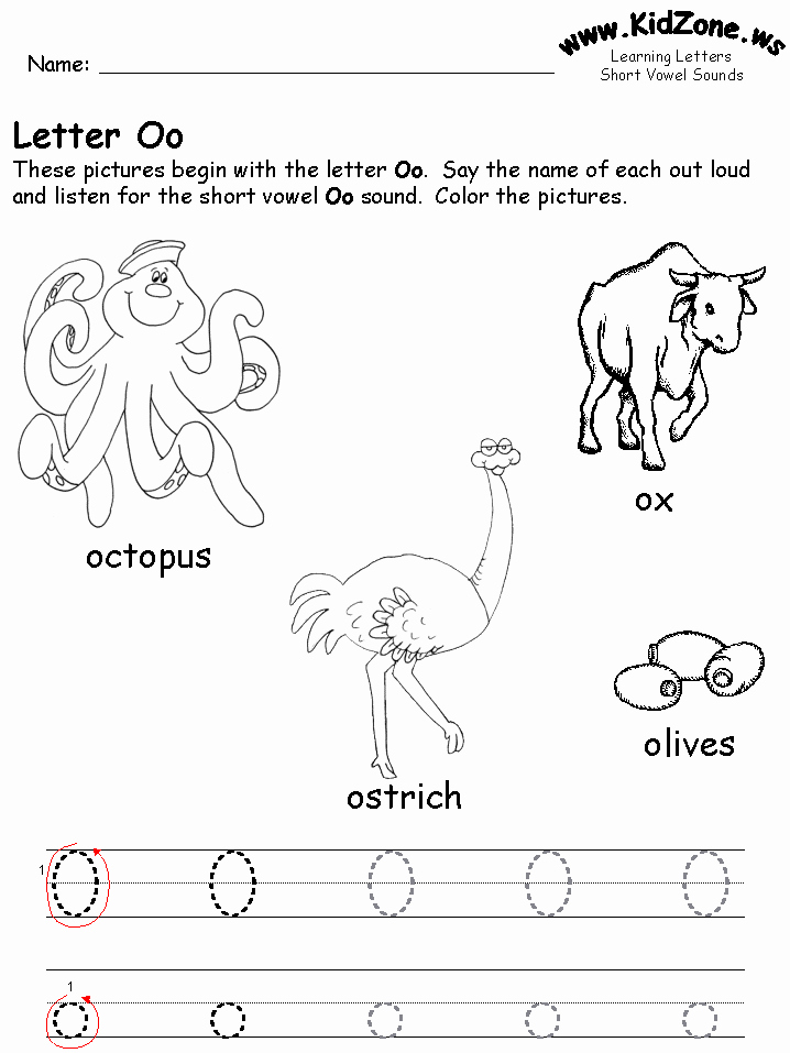 Letter O Worksheet for Kindergarten Lovely Letter O Worksheets Beginning Short Vowel sounds