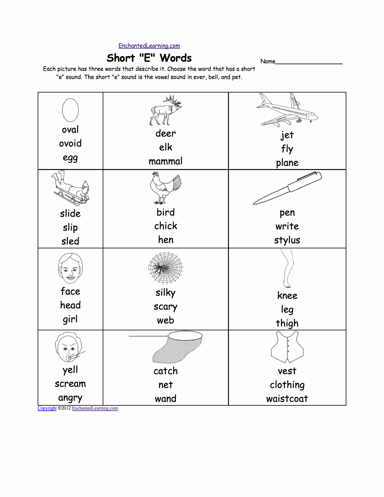 Long E Short E Worksheets Beautiful Short E Alphabet Activities at Enchantedlearning
