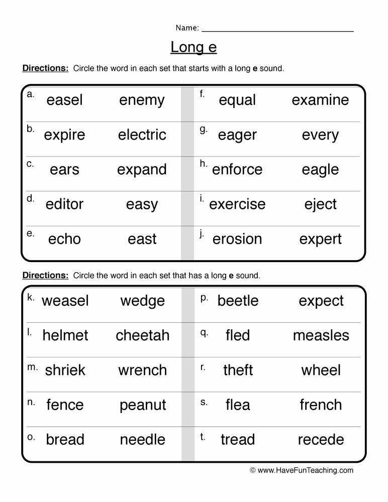 Long E Short E Worksheets Lovely Vowel Worksheets